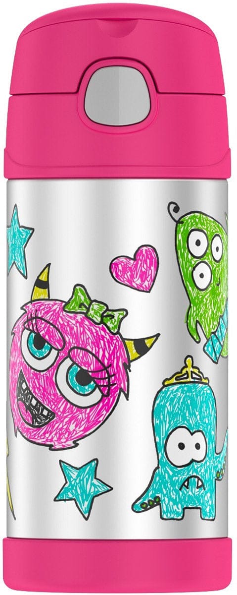 Thermos FUNtainer 10 oz Vacuum Insulated Stainless Steel Straw Bottle - Wacky Faces - F4017FFG6