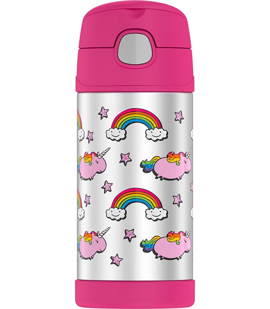 Thermos FUNtainer Vacuum Insulated Stainless Steel Straw Water Bottle 12oz - Fat Unicorn
