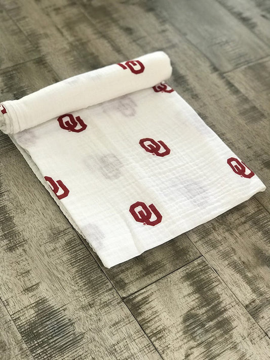 Three Little Anchors College Swaddle Blanket - Oklahoma Sooners - TLAOK100