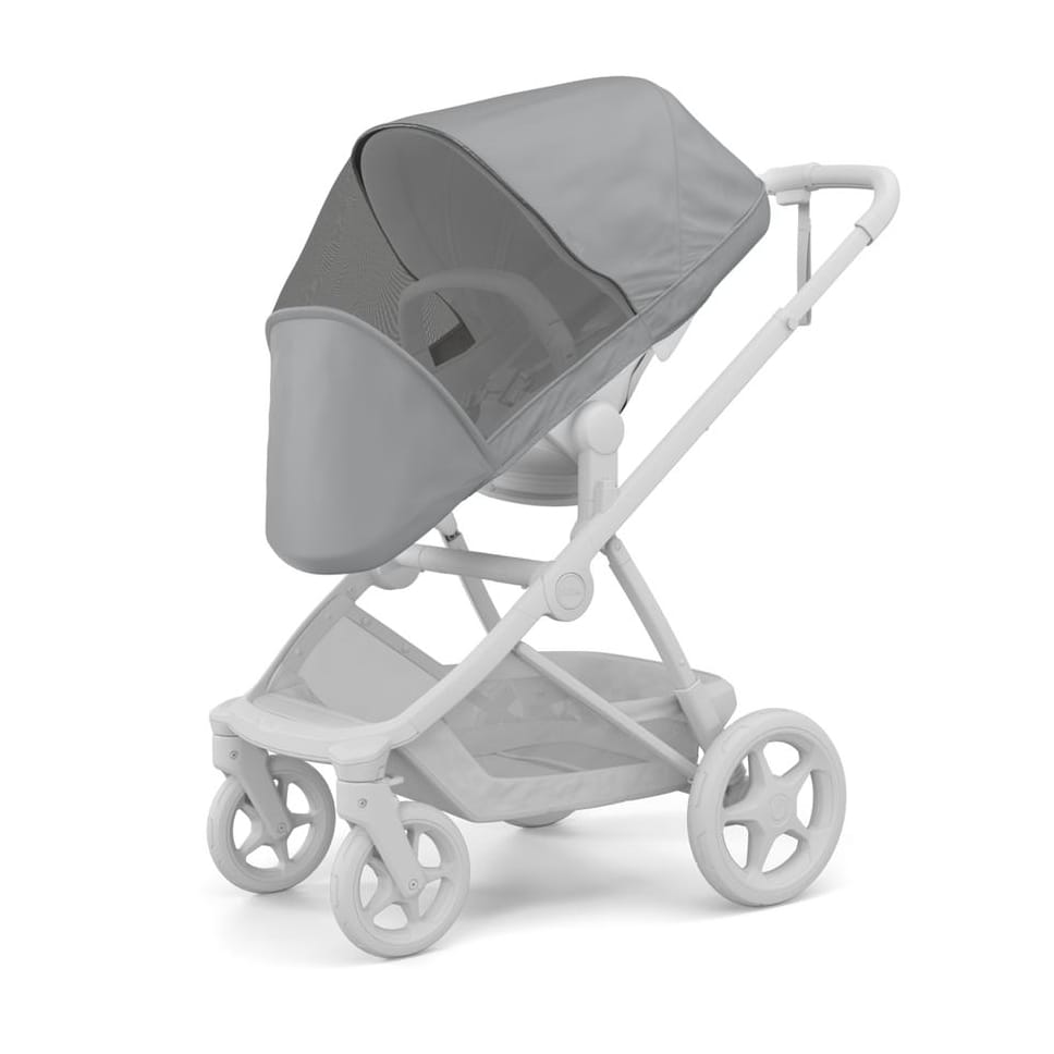 Thule stroller with grey mesh canopy extended