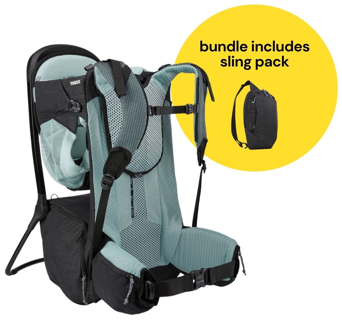 Thule Sapling Child Carrier + Sling Pack Bundle - Black - 3204538-3204540