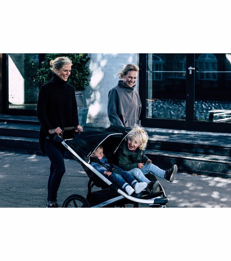 Thule Urban Glide 2 Double Jogger Stroller + Water Bottle Cage Bundle - Jet Black - T-UG2-D-JB-B1