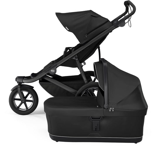 Thule Urban Glide 3 Single Jogging Stroller with NON-Magnetic Buckle + Bassinet Bundle - Black - 10101972-20110754