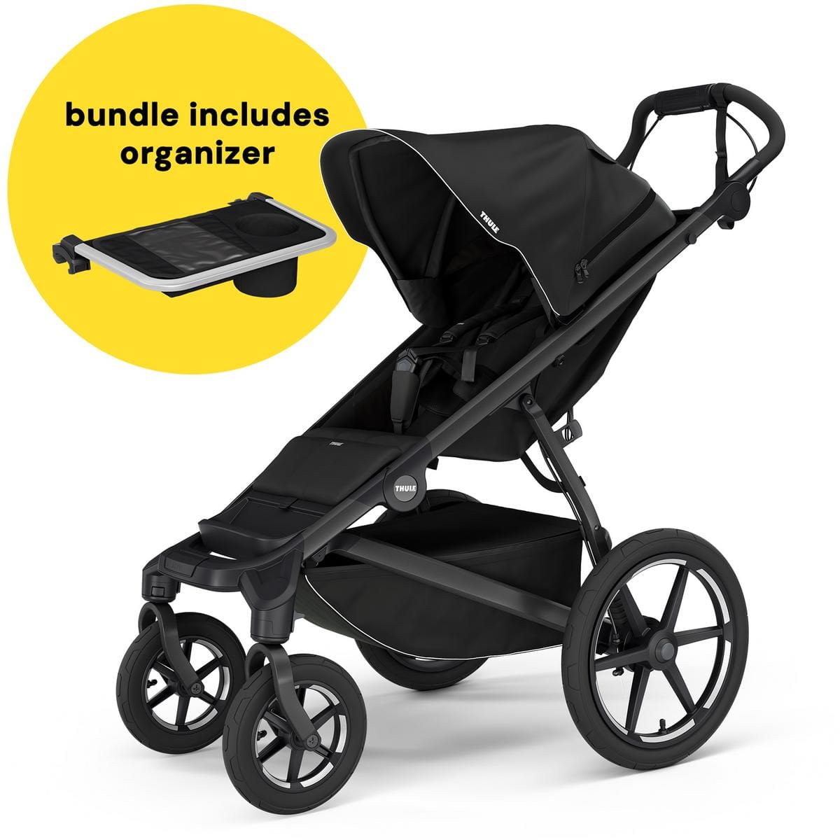 Thule Urban Glide 4-Wheel All-Terrain Stroller + Organizer Bundle - Black - 10101976-20201520