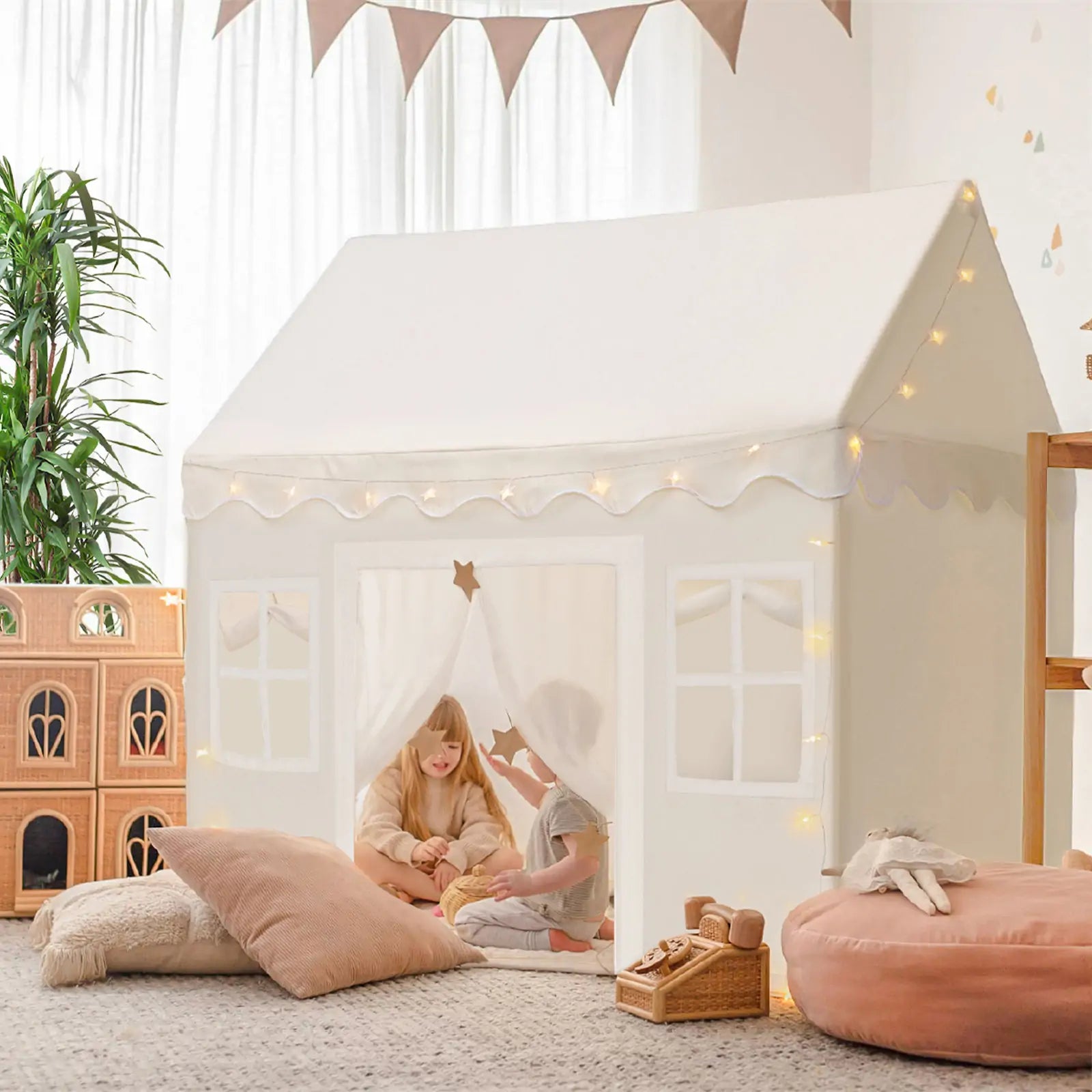 Tiny Land® Playhouse Tent – Natural Cream Indoor Tent for Kids – Albee Baby