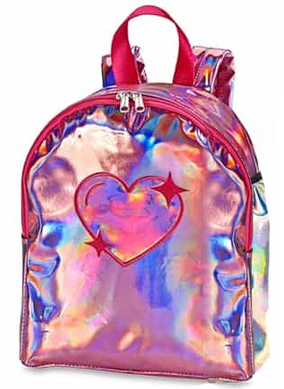 Top Trenz Metallic Mini Kid Backpack - Silver/Heart - MINI-MET2