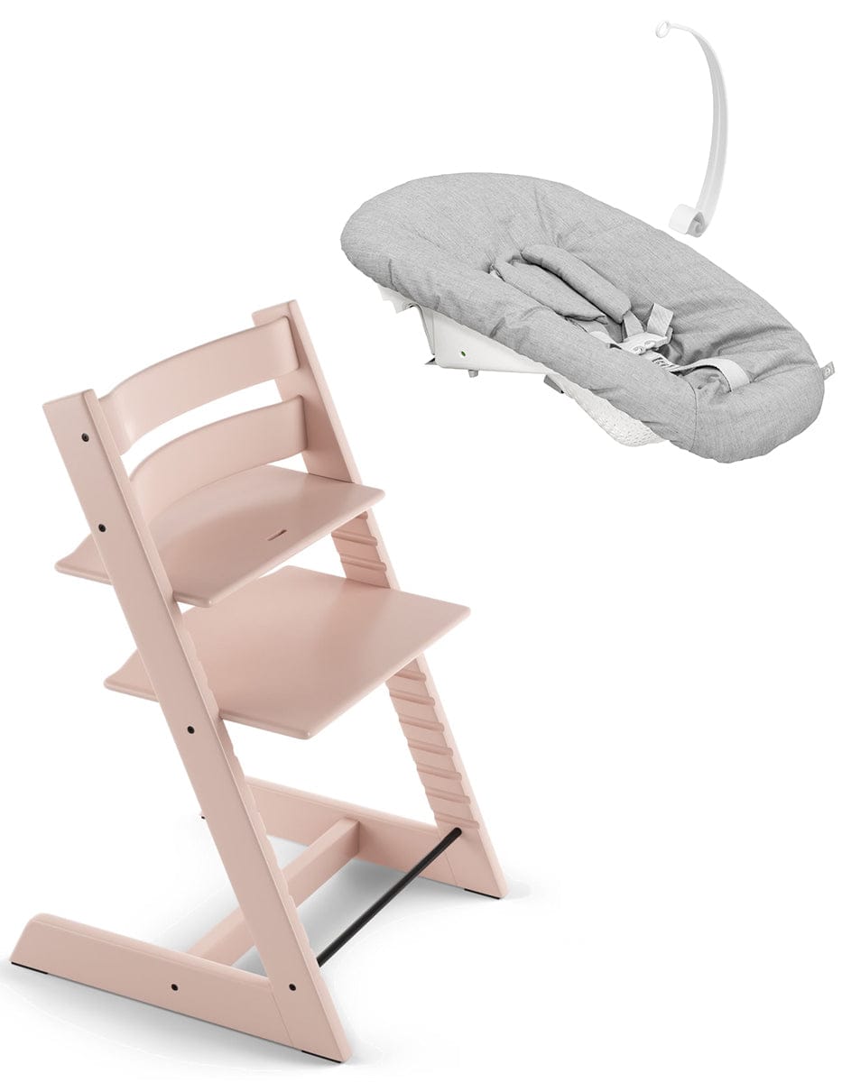 stokke tripp trapp high chair complete bundle Tripp Trapp Chair with Newborn Set and Baby Set Serene Pink / Serene Pink