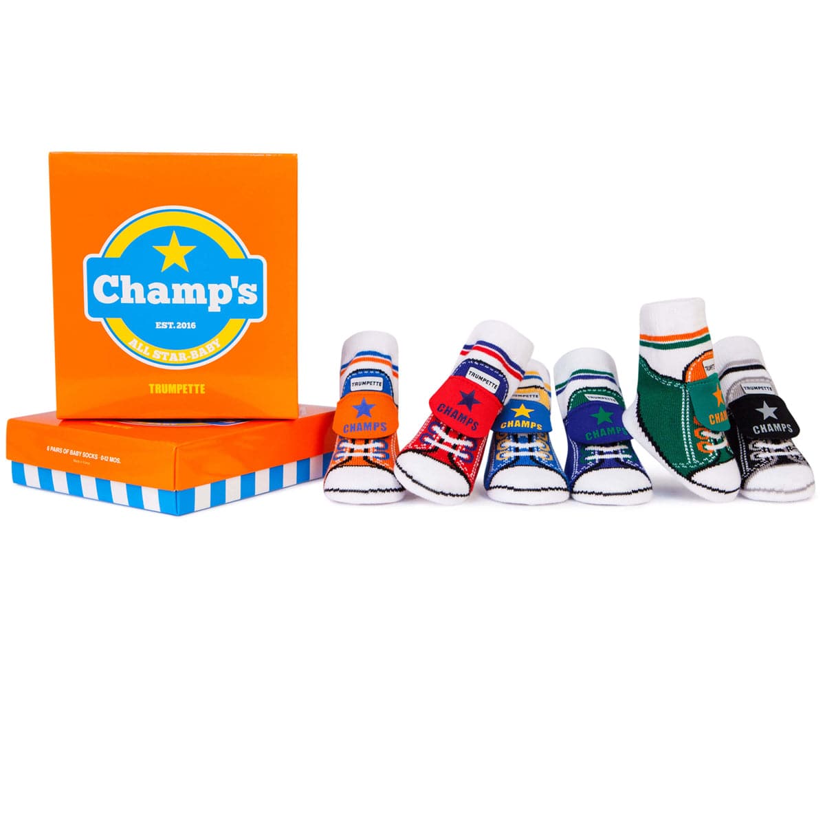 Trumpette Champs Socks - 6 Pair, 0-12 Months - S-1105-A-SB3