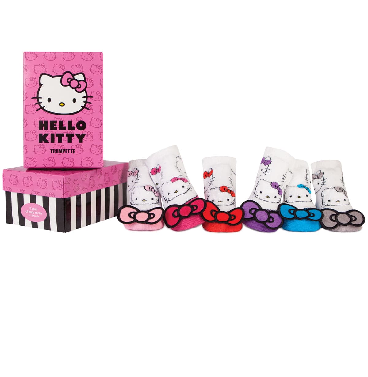 Trumpette Hello Kitty Big Bow - 6 Pair, 0-12 Months