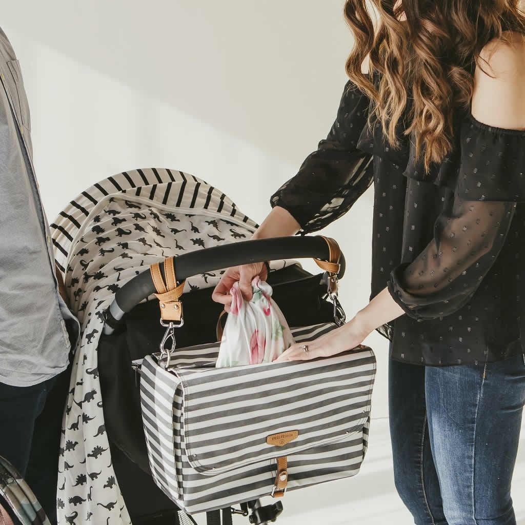 TWELVElittle On-The-Go Stroller Caddy - Grey Stripe