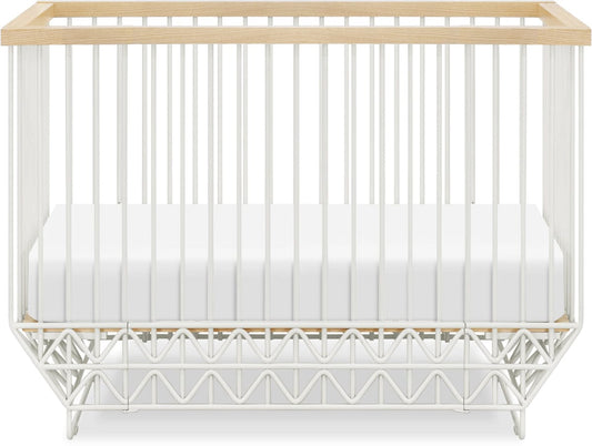 Ubabub Mod 2 in 1 Convertible Crib with Toddler Bed Conversion Kit - Warm White / Natural - US0330RWN