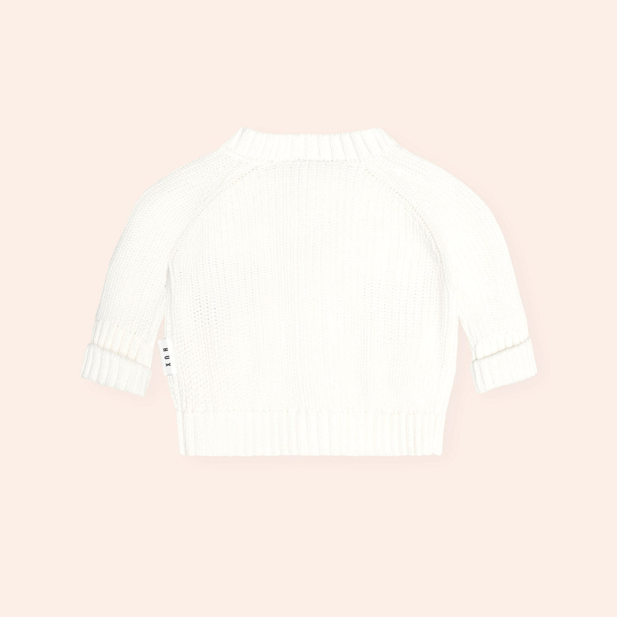 Huxbaby Peekaboo Hux Cardi – Almond Milk, 0-3M