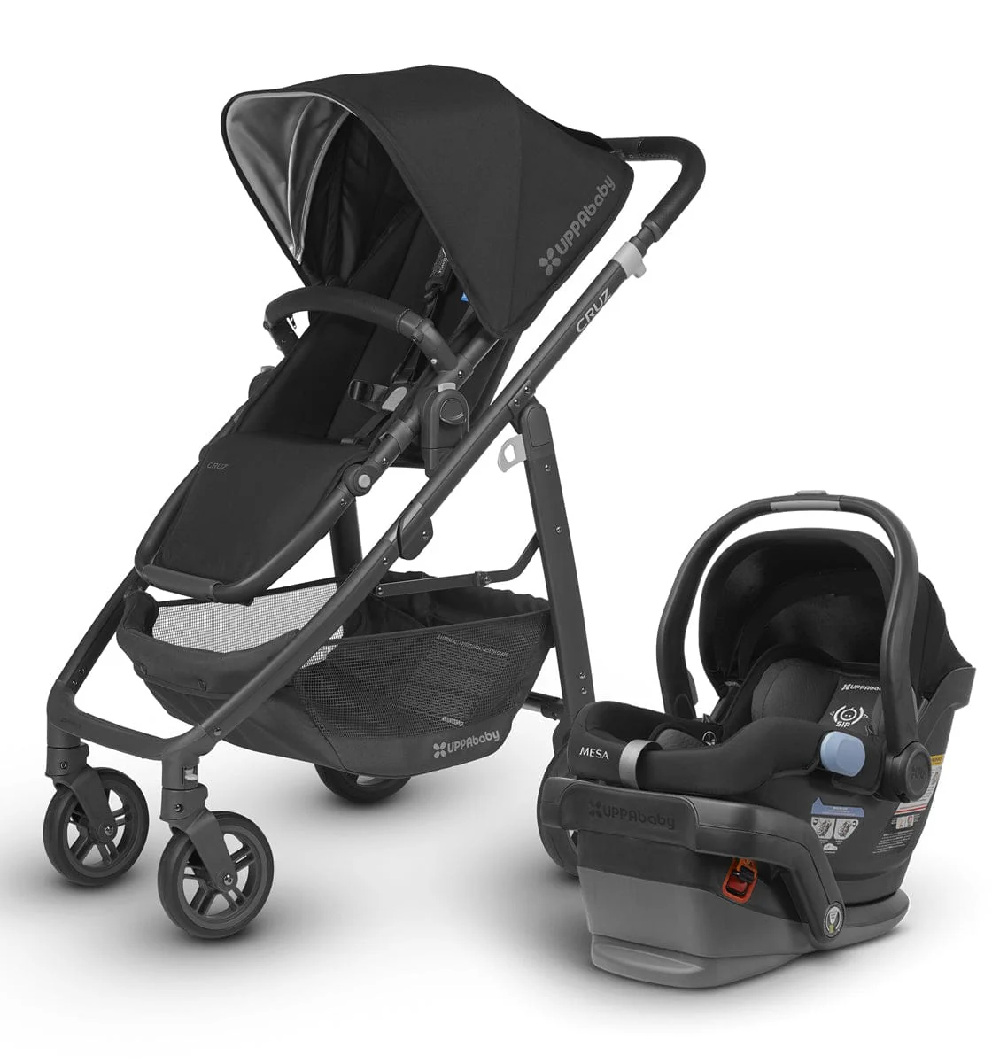 UPPAbaby 2018 Cruz + Mesa Travel System - Jake (Black/Carbon/Black Leather)