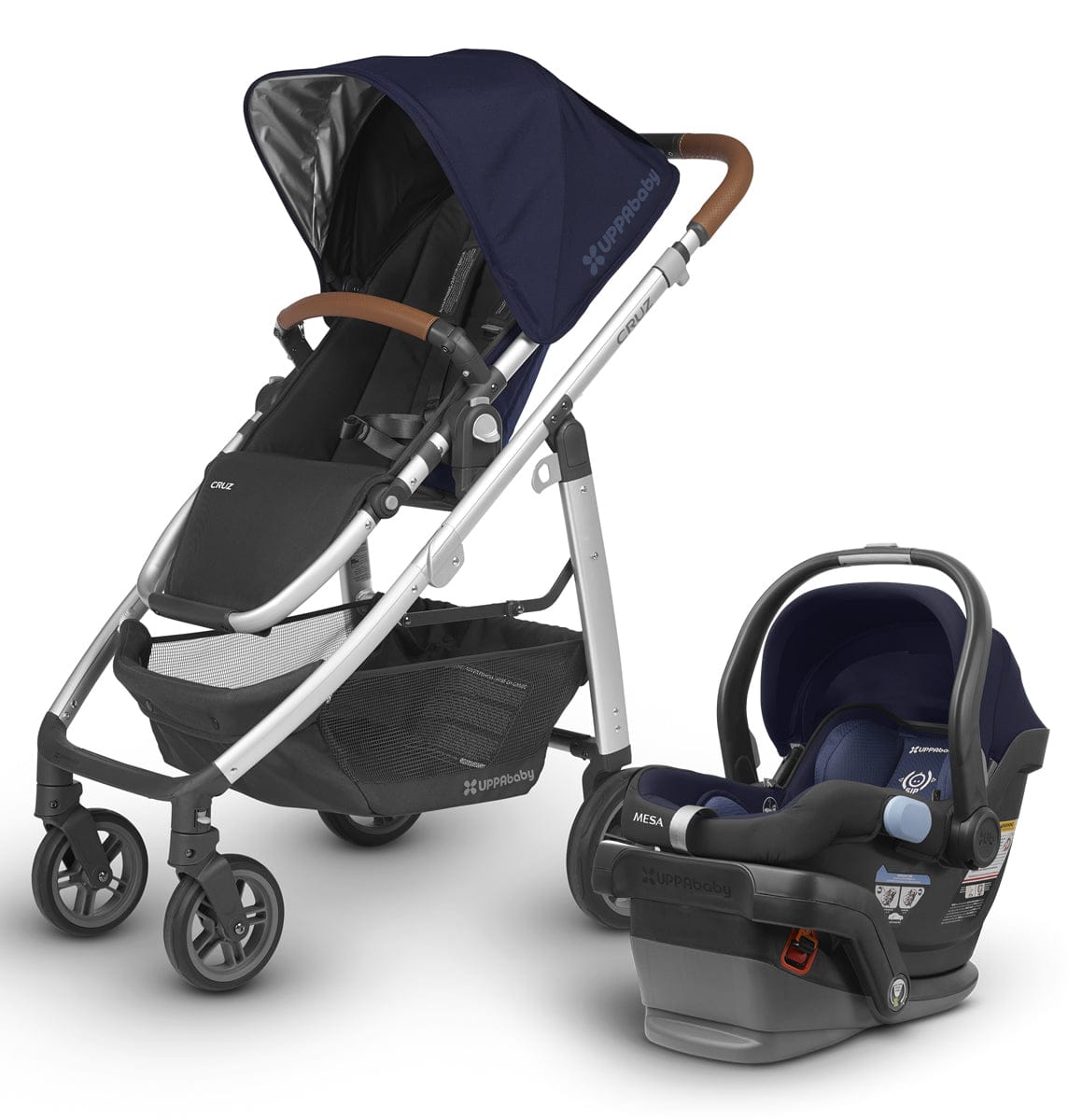 UPPAbaby 2018 Cruz + Mesa Travel System - Taylor (Indigo/Silver/Saddle Leather)