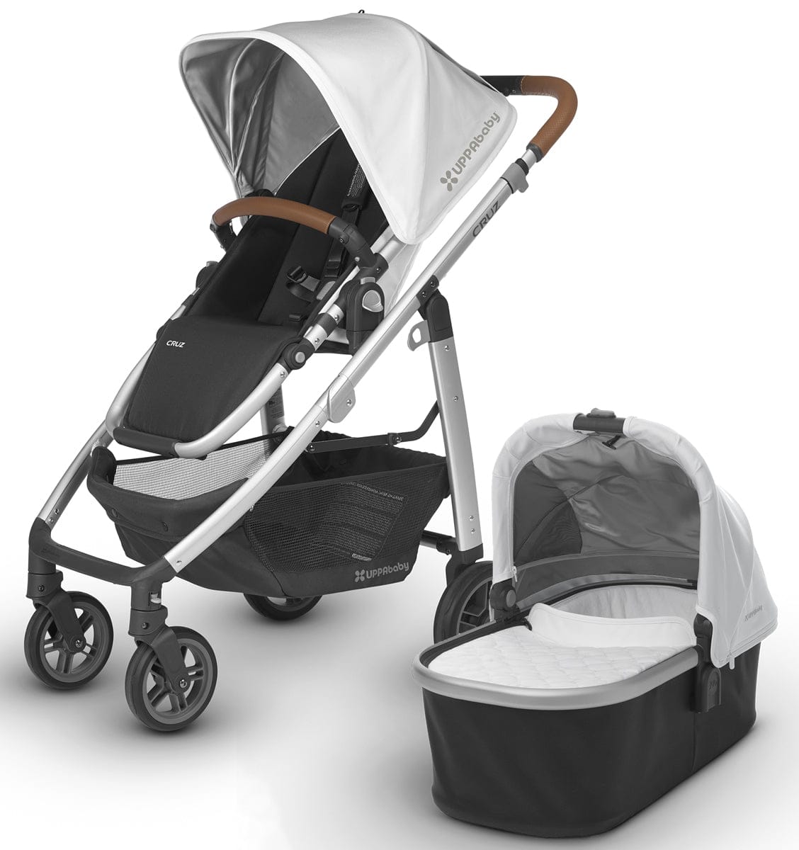 UPPAbaby 2017 Cruz Stroller & Bassinet - Loic (White/Silver/Saddle Leather)