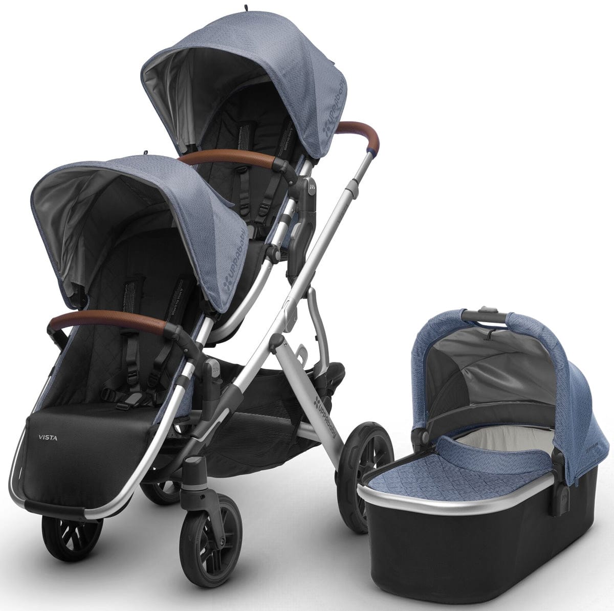 UPPAbaby 2018 / 2019 Vista Double Stroller - Henry (Blue Marl/Silver/Saddle Leather)