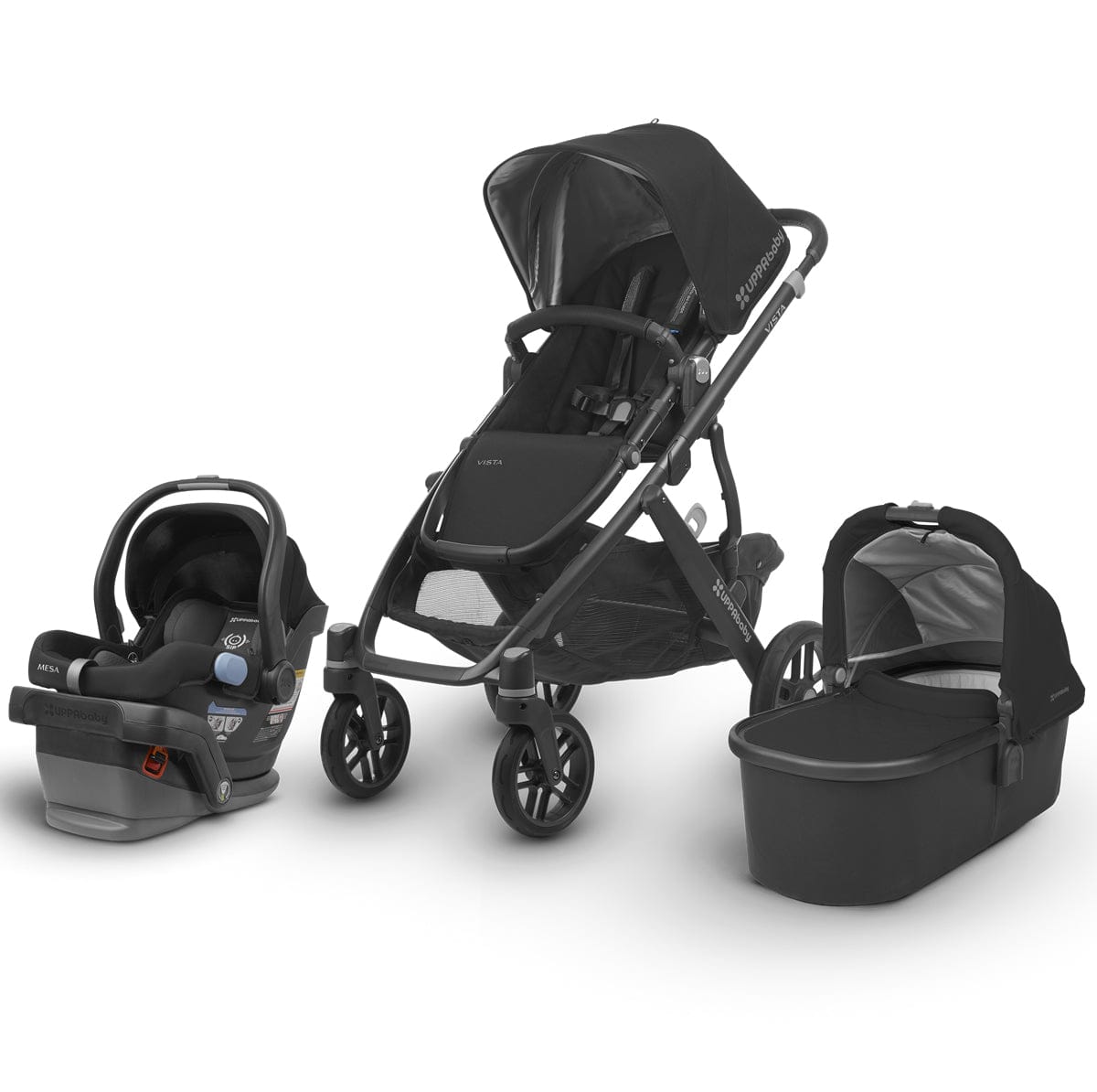 UPPAbaby 2018 / 2019 Vista + Mesa Travel System - Jake (Black/Carbon/Black Leather)