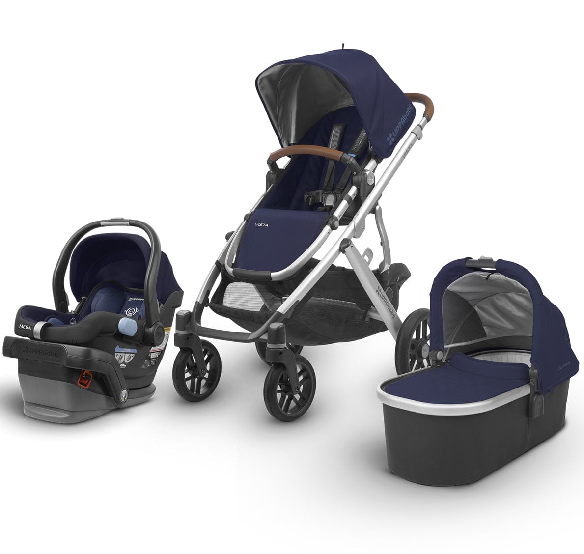 UPPAbaby 2018 Vista + Mesa Travel System - Taylor (Indigo/Silver/Saddle Leather)