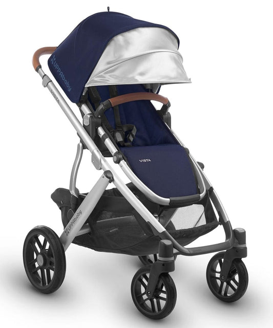 UPPAbaby 2018 Vista Stroller - Taylor (Indigo/Silver/Saddle Leather) - 0318-VIS-US-TAY