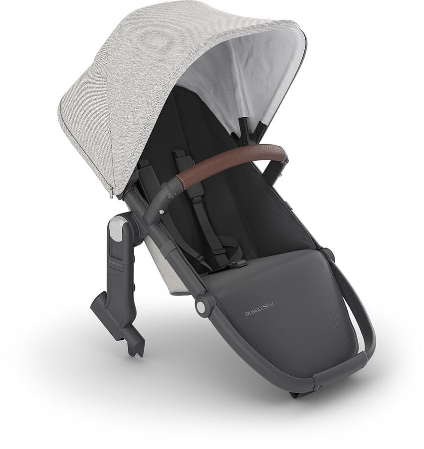 UPPAbaby OPEN BOX RumbleSeat V2+ - Anthony (White and Grey Chenille / Carbon Frame / Chestnut Leather) - 0903-RBS-US-ATH-ob