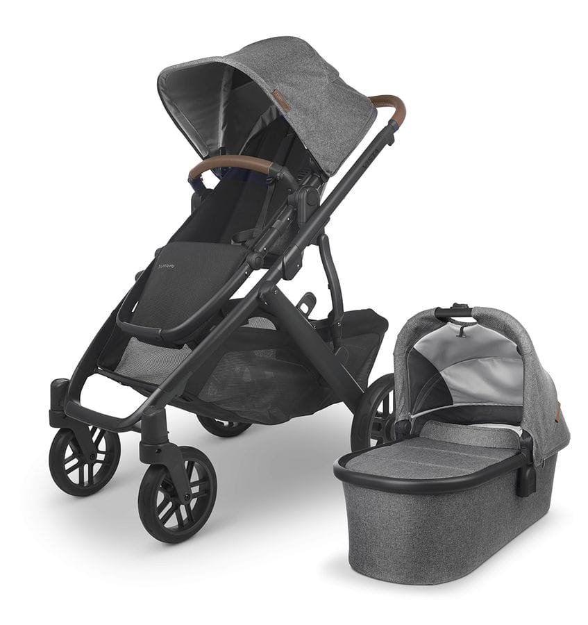 UPPAbaby OPEN BOX Vista V2 Single-to-Double Stroller - Greyson (Charcoal Melange/Carbon/Saddle Leather) - 0320-VIS-US-GRY-fob