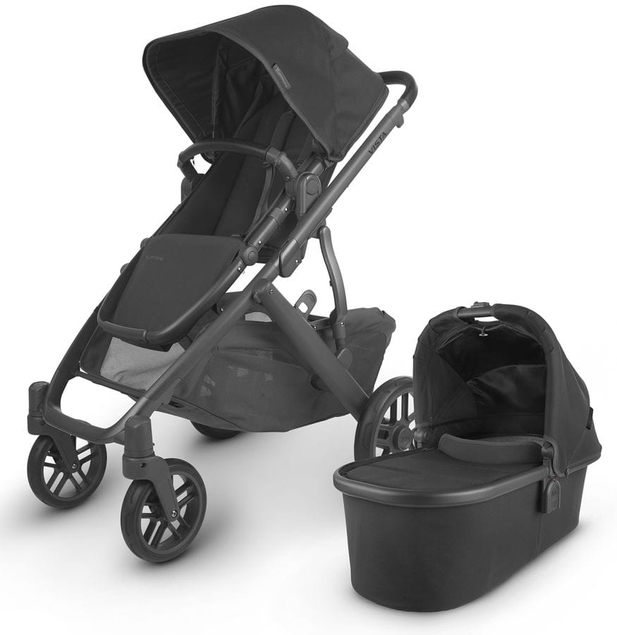 UPPAbaby OPEN BOX Vista V2 Single-to-Double Stroller - Jake (Black/Carbon/Black Leather) - 0320-VIS-US-JKE-fob
