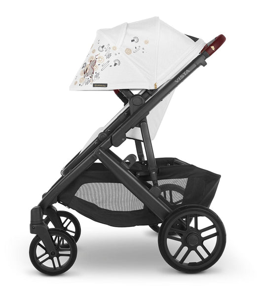 UPPAbaby VISTA V2 Single-to-Double Stroller - Jade Rabbit (White Marl / Carbon / Maroon Leather)