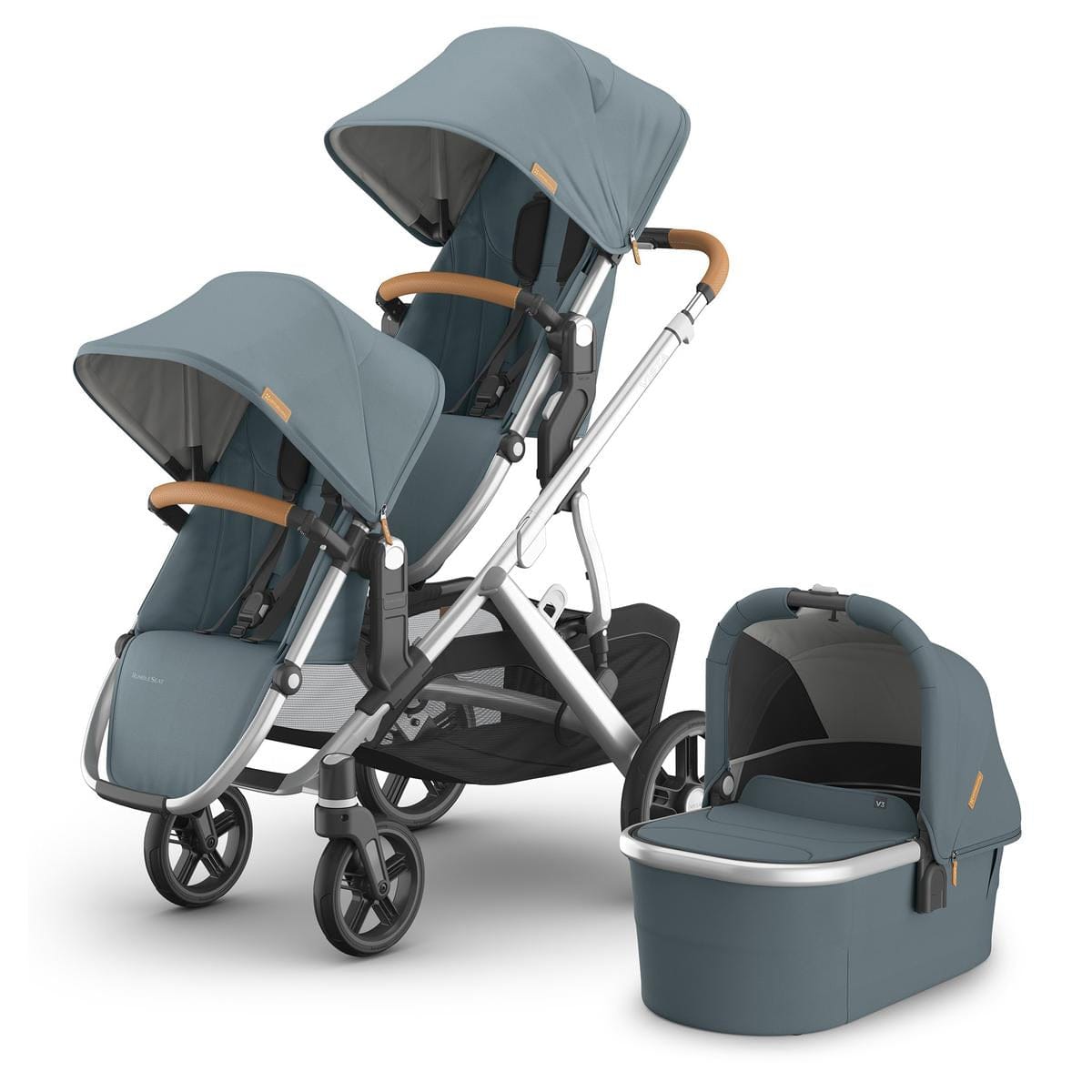 UPPAbaby Vista V3 Double Stroller with RumbleSeat V3 + Bassinet Bundle