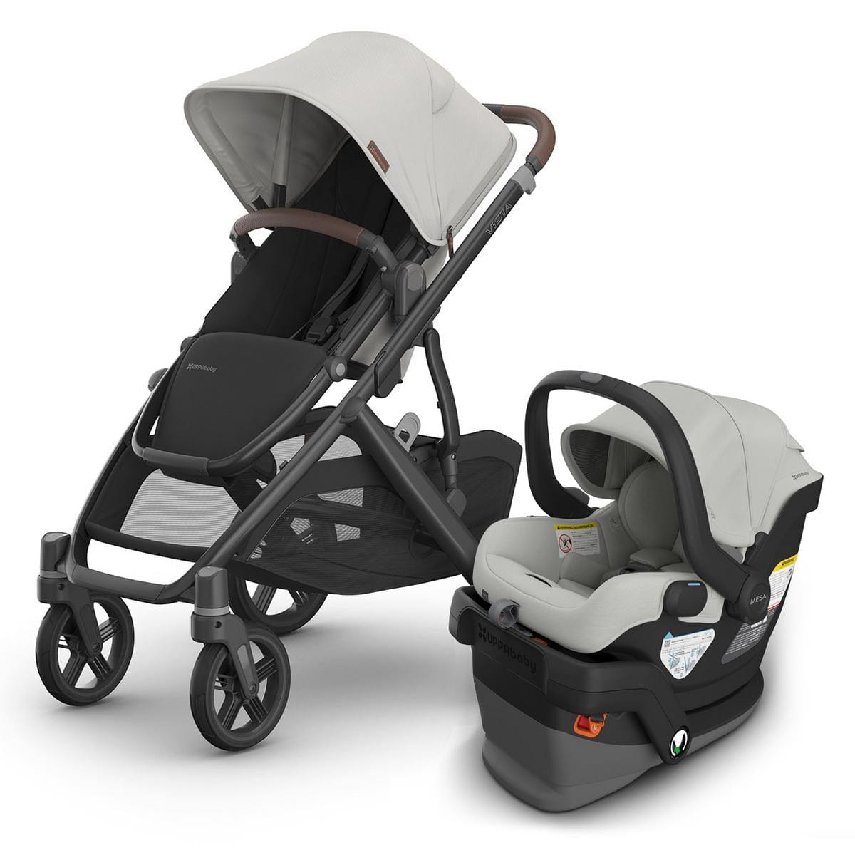 Uppababy Vista V3 + Mesa V3 Travel System Savannah - Pearl Gray Jacquard | Carbon Frame