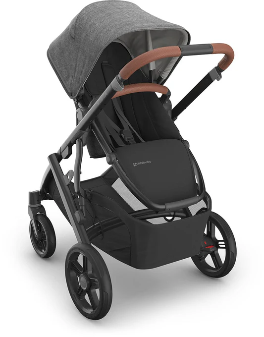 UPPAbaby Vista V3 Single-to-Double Stroller - Greyson (Charcoal Melange / Carbon Frame / Saddle Leather) - 0303-VSO-NA-GRY