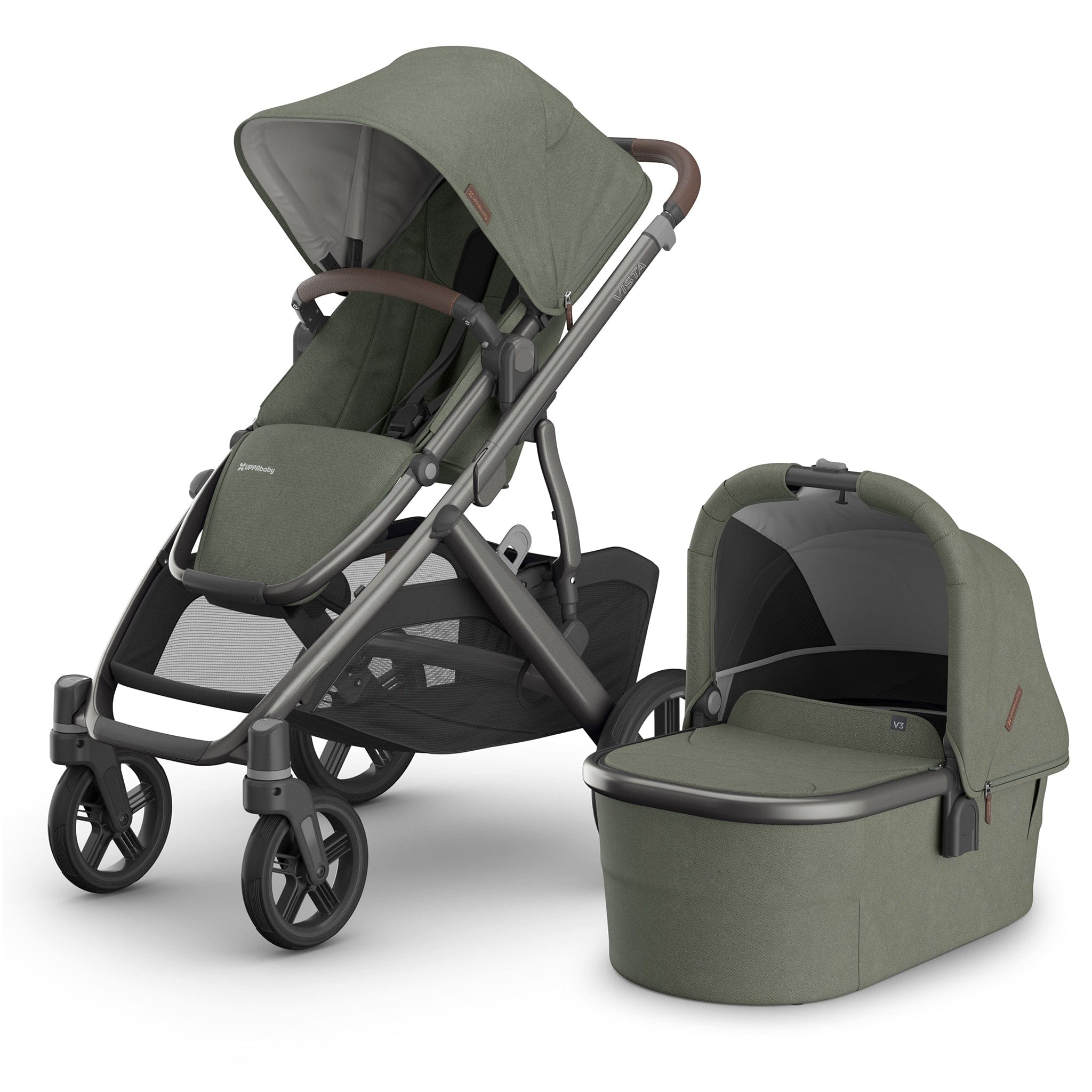 uppababy v2 bassinet UPPAbaby Vista V3 + Bassinet Evelyn- Meadow Green