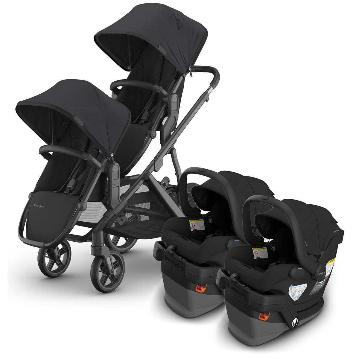 UPPAbaby Vista V3 Twin Stroller with RumbleSeat V3 + Mesa V3 Travel Sy