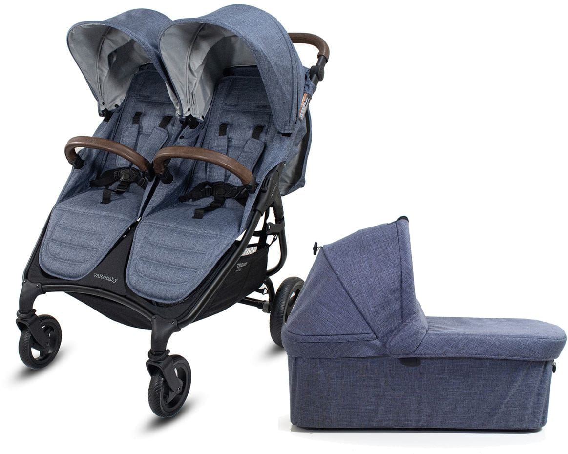 Valco Trend Duo Side by Side Double Stroller + Bassinet Bundle Denim / – Albee Baby