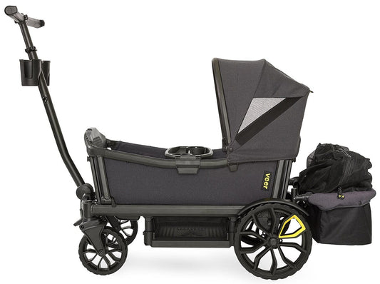 Veer Cruiser (2 Seater) Stroller Wagon + Canopy + Basket Bundle - Grey / Grey - CRU-CCAN-CBSK