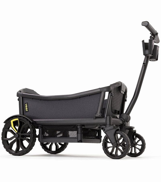 Veer Cruiser (2 Seater) Stroller Wagon with Retractable Canopy + Basket Bundle - Pink Agate - CRU001-PINK-CNPY-BSKT