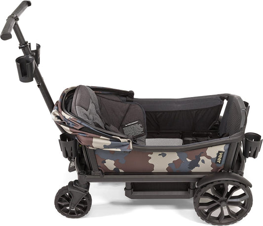 Veer Cruiser (2 Seater) Stroller Wagon with Retractable Canopy + Basket Bundle - Camo - CRU001-CAMO-CNPY-BSKT