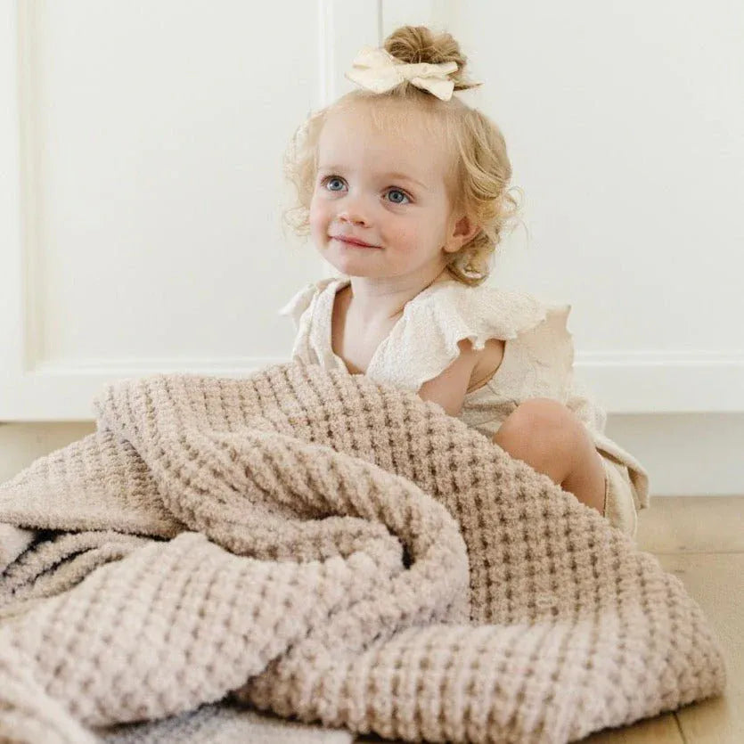Saranoni Waffle Knit Receiving Blanket - Wheat
