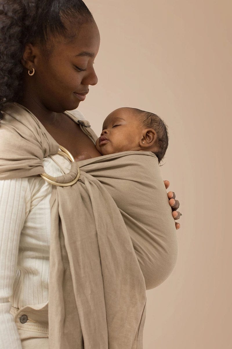 WildBird Linen Ring Sling, Standard (74") - Desert Lark / Gold - RS-LTC-DesertLark-74G