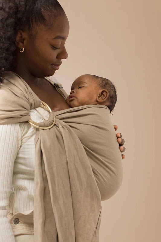 WildBird Linen Ring Sling, Standard (74") - Desert Lark / Gold - RS-LTC-DesertLark-74G