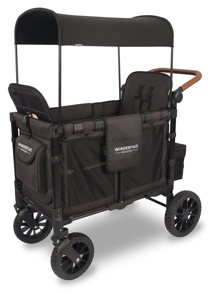 WonderFold OPEN BOX W2 Luxe (W2S 2.0) Multifunctional Double (2 seater) Stroller Wagon - Volcanic Black - W2-S2-BLACK-OB