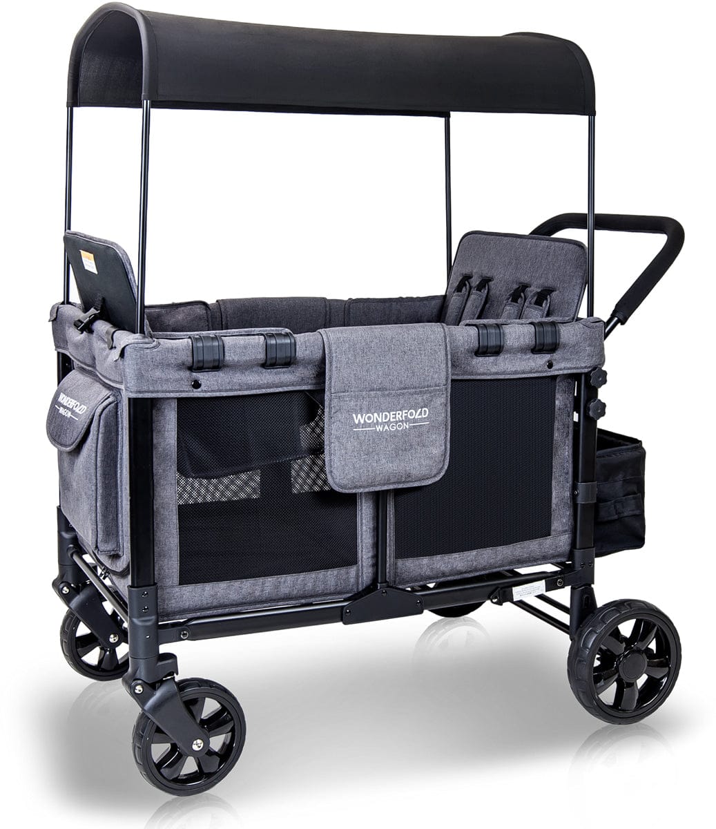 WonderFold OPEN BOX W4 Original Quad (4 Seater) Stroller Wagon - Gray