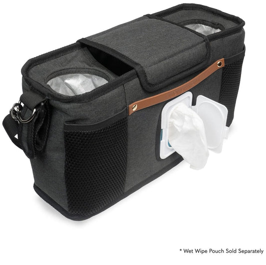 WonderFold Small Parent Console with 2 Insulated Cup Holders - Volcanic Black - PC02