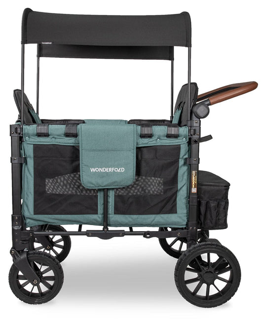 Wonderfold W2 Luxe Multifunctional Double (2 seater) Stroller Wagon - Hunter Green (Albee Exclusive) - W2LUX-HNTGN