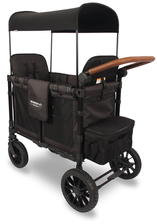 Wonderfold W2 Luxe Multifunctional Double (2 seater) Stroller Wagon - Volcanic Black - W2-S2-BLACK