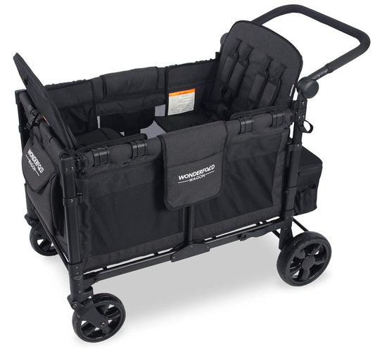 WonderFold W4 Elite Multifunctional Quad (4 Seater) Stroller Wagon - Charcoal Gray - W4ELT-GRY