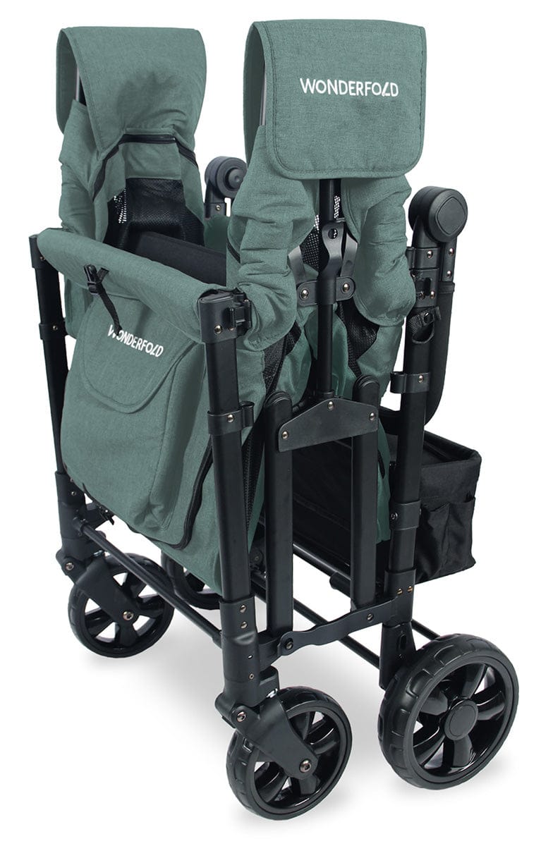 WonderFold W4 Elite Multifunctional Quad (4 Seater) Stroller Wagon - Hunter Green - W4ELT-HNTGN