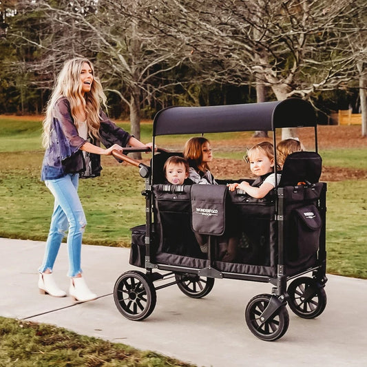 WonderFold W4 Luxe Multifunctional Quad (4 Seater) Stroller Wagon - Black Camo - W4LUX-BLKCM