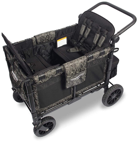 WonderFold W4 Luxe Multifunctional Quad (4 Seater) Stroller Wagon - Shadow Green Camo - W4S2GRNCM