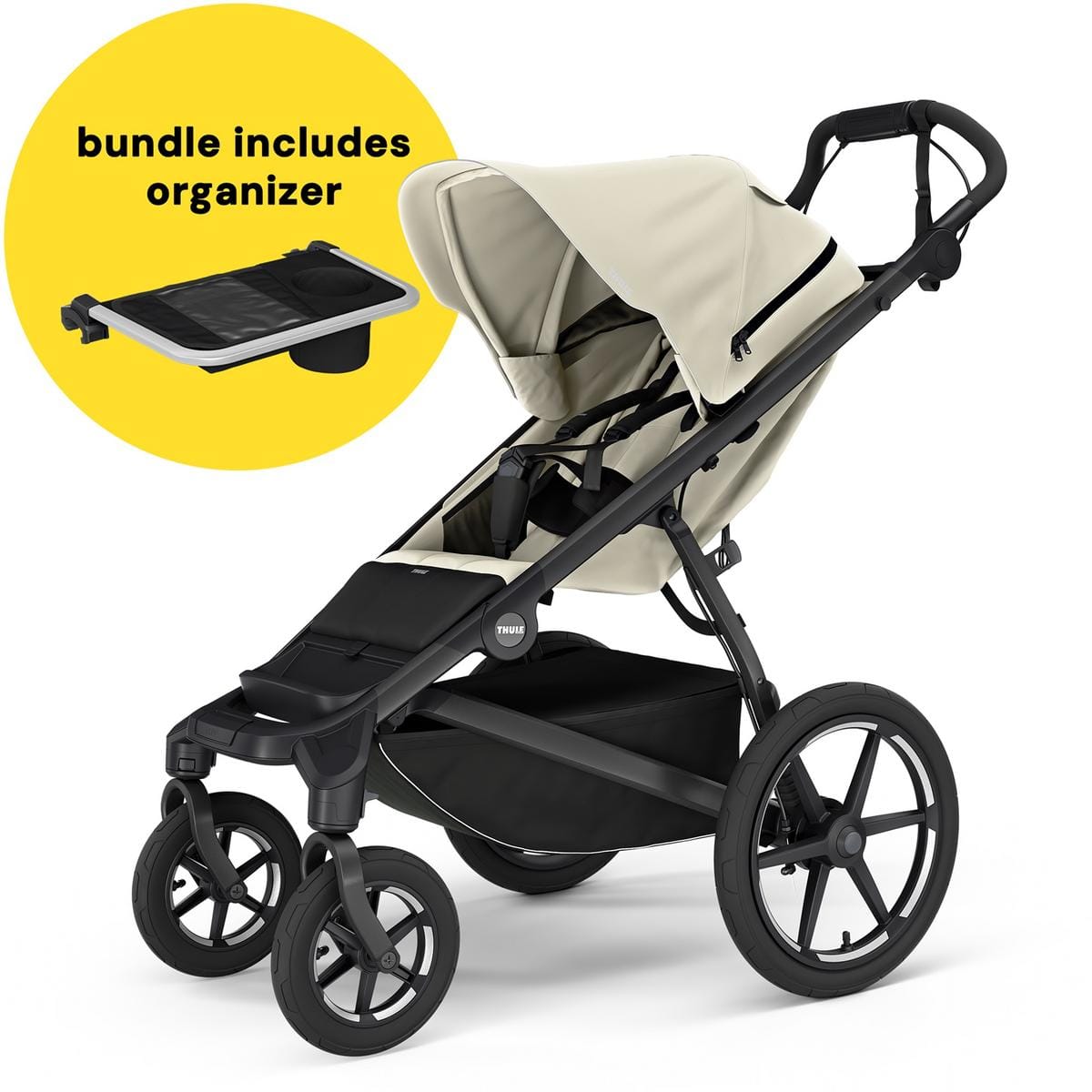 Thule Urban Glide 4-Wheel All-Terrain Stroller + Organizer Bundle - Soft Beige
