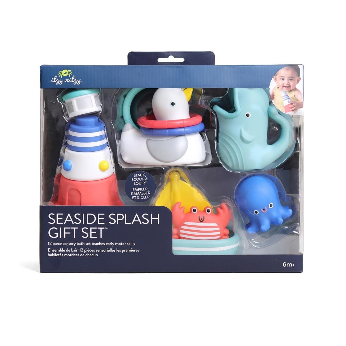 Itzy Ritzy Seaside Splash Gift Set - 12 Piece Sensory Bath Set - Nautical - 856601831